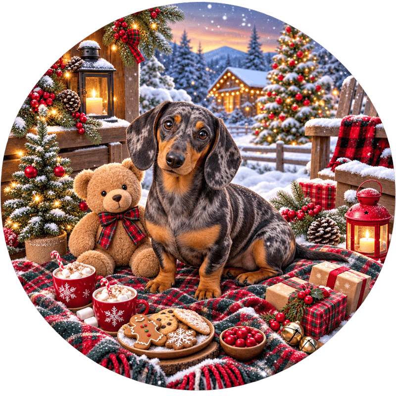 Silver-Dapple Dachshund Circular Design