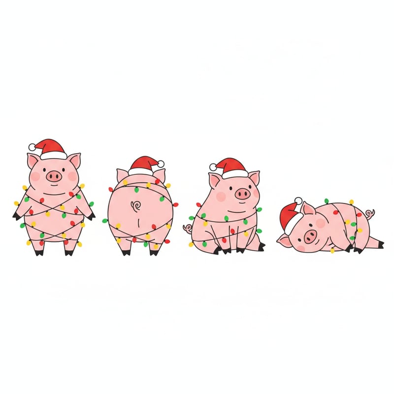Christmas Pigs Wrapped in Lights
