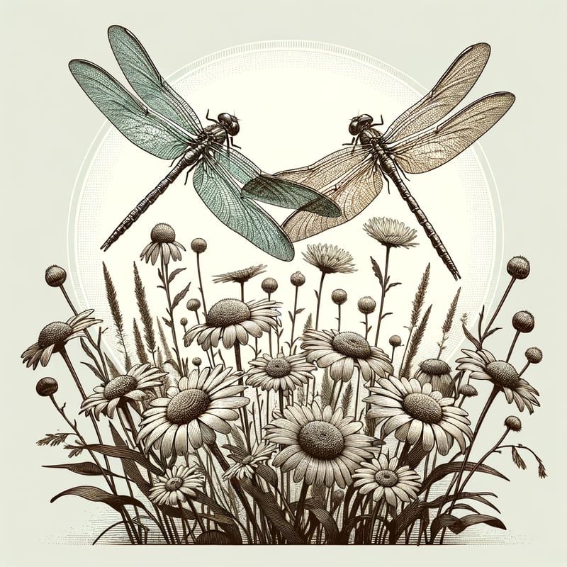 Vintage Botanical Dragonflies Design
