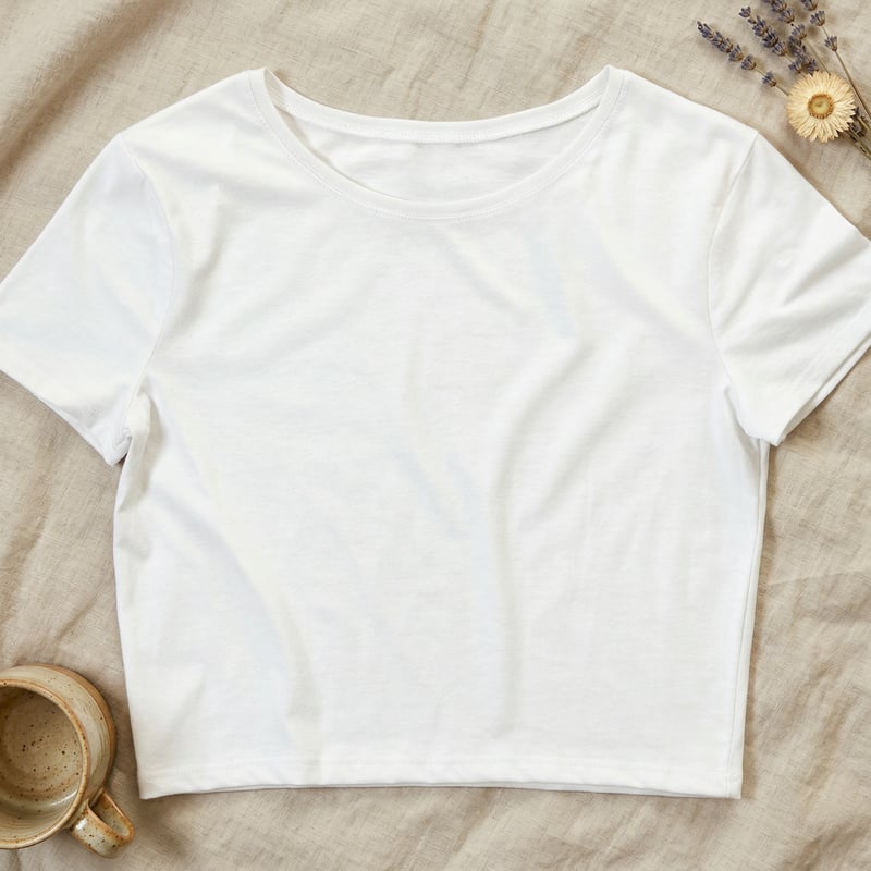White Women's Crop Tee Flatlay