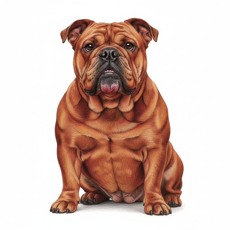 Realistic English Bulldog Drawing