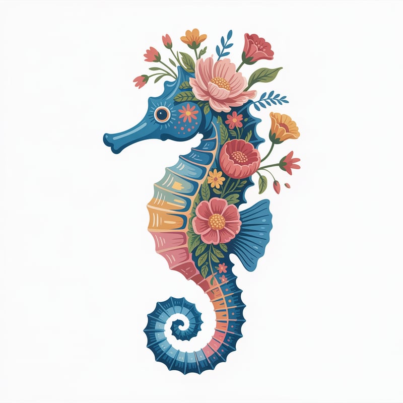 Colorful Boho Seahorse Design