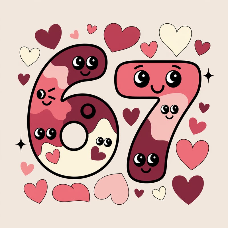 Valentine's Day Cartoon Numbers 6 and 7