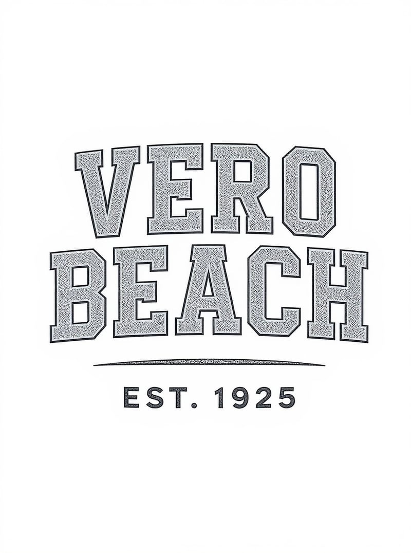 Vero Beach Vintage Collegiate Text Design