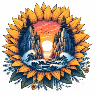 Sunflower to Cliff Ocean Sunset