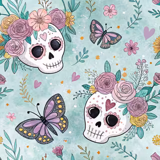 Pastel Sugar Skulls with Flowers