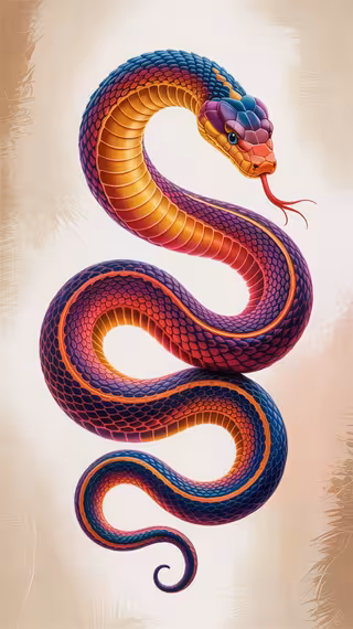 Vibrant Coiled Snake with Gradient Colors