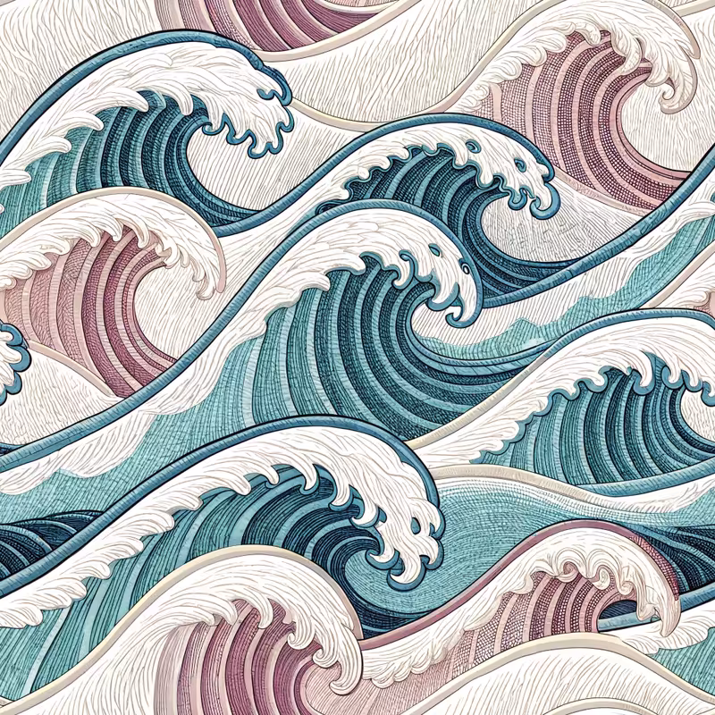 Embroidery Illusion Seamless Wave Pattern