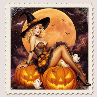 Vintage Halloween Pinup Art