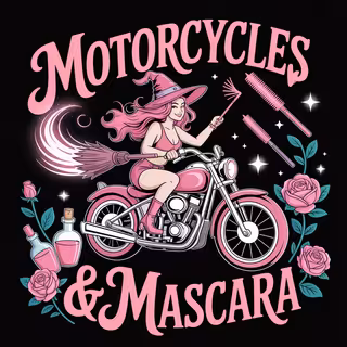 Modern Witch on Pink Motorcycle