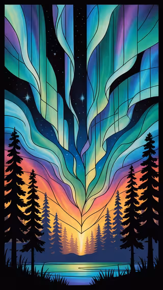 Luminous Stained Glass Aurora Borealis