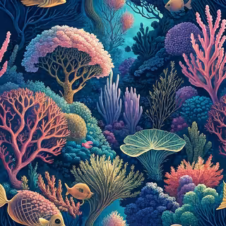 Ultra-Dense Neon Coral Reef Pattern