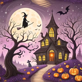 Whimsical Haunted House Illustration