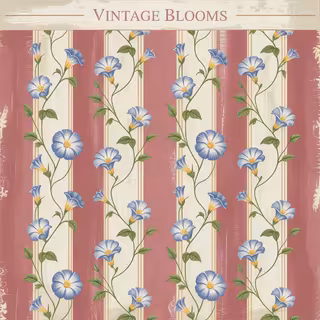 Vintage Striped Floral Wallpaper