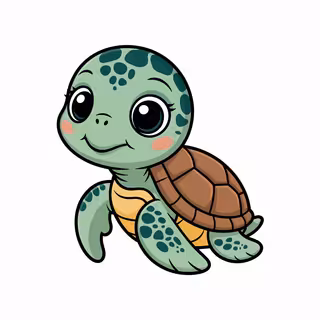 Cute Animated Baby Sea Turtle Art