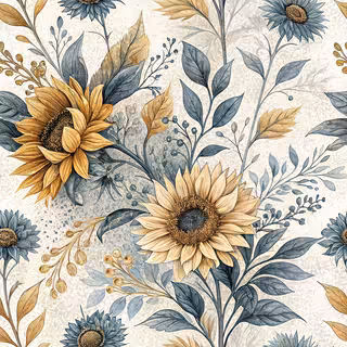 Watercolor Dusty Blue Floral Background