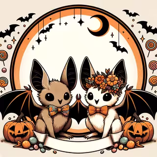 Cute Cartoon Bats Halloween Illustration