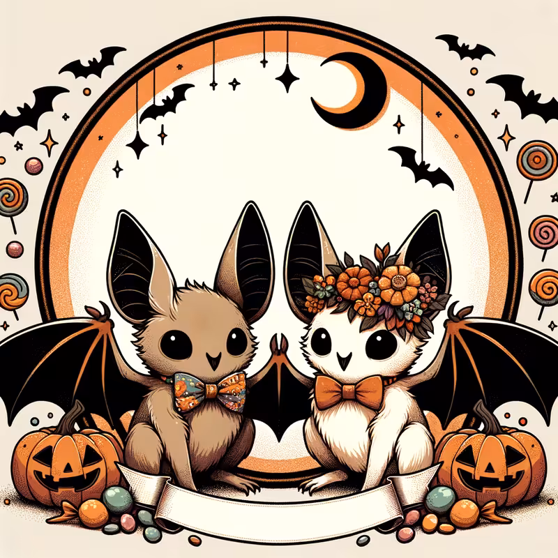 Cute Cartoon Bats Halloween Illustration