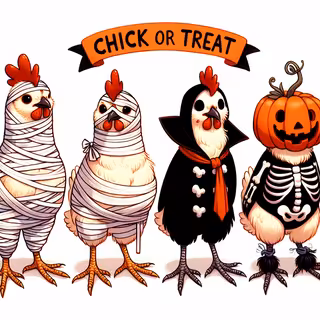 Chickens in Halloween Costumes