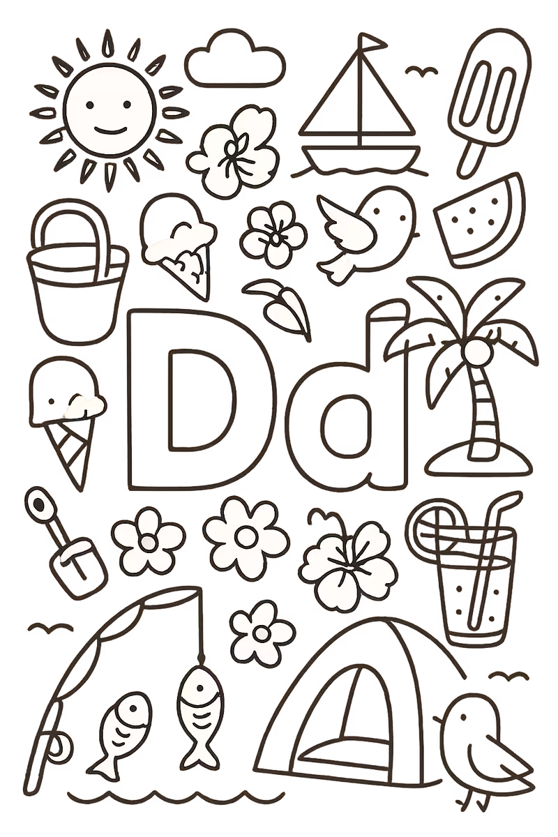 Summer Dd Letter Coloring Page