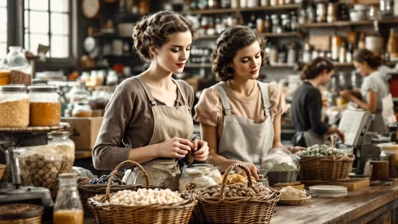 1930s Women Shopping in Grocery Store