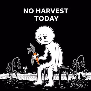 Burnout Cartoon with Sad Carrot