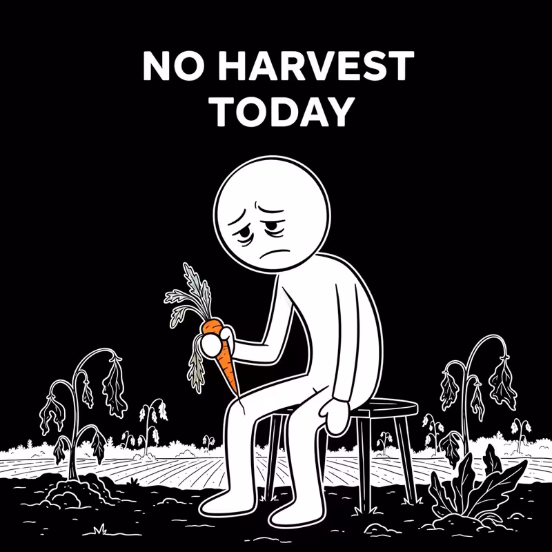 Burnout Cartoon with Sad Carrot