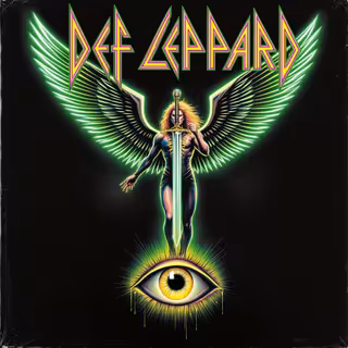 Def Leppard Neon Winged Figure Art