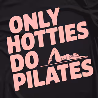 Black T-Shirt with Pink Pilates Design