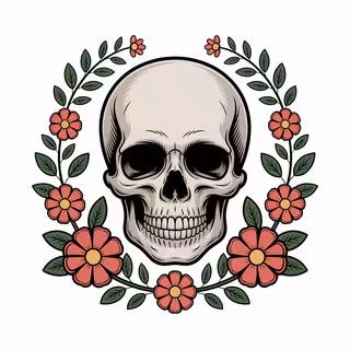 Floral Skull Vector Clipart