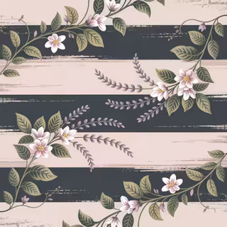 Vintage Striped Floral Wallpaper