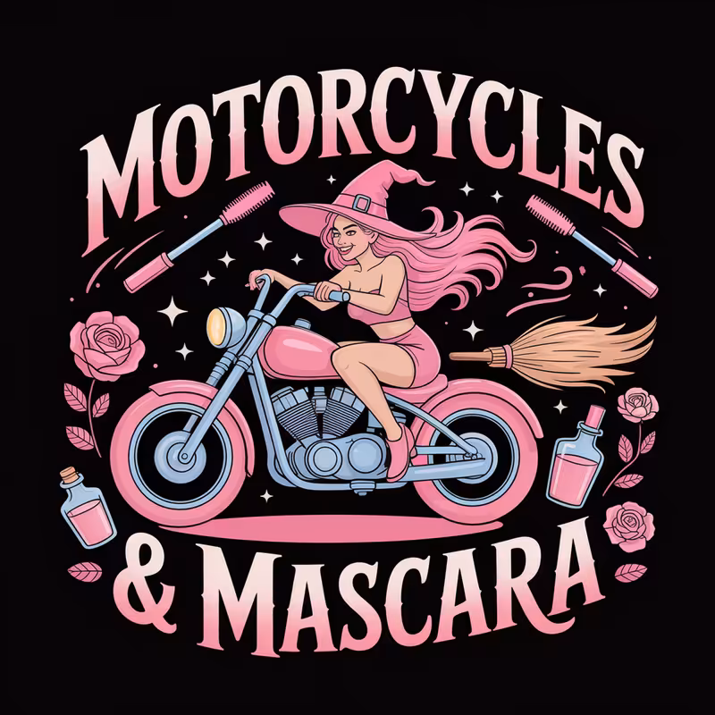 Modern Witch on Pink Motorcycle