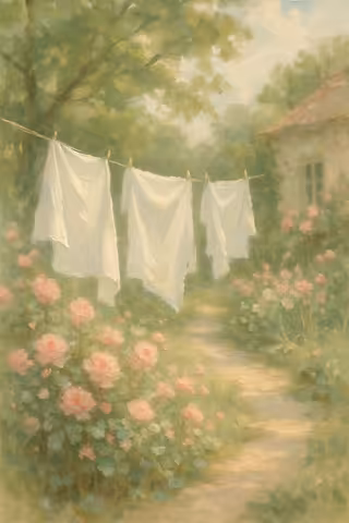 Garden Laundry on Clothesline