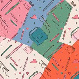 Neon School Supplies Pattern