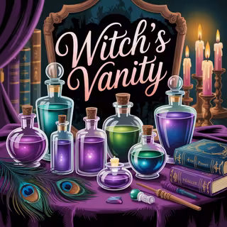 Witchy Still-Life with Apothecary Bottles