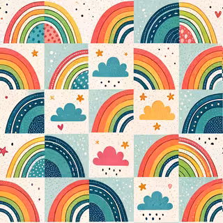 Colorful Rainbow Checkerboard Pattern