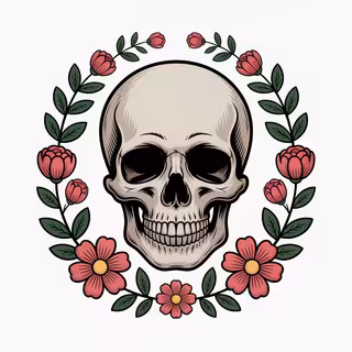 Floral Skull Vector Clipart