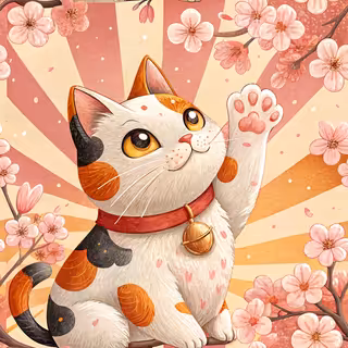 Vibrant Calico Maneki-neko Lucky Cat