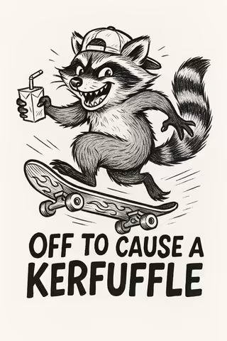 Mischievous Raccoon Skating with Juice Box