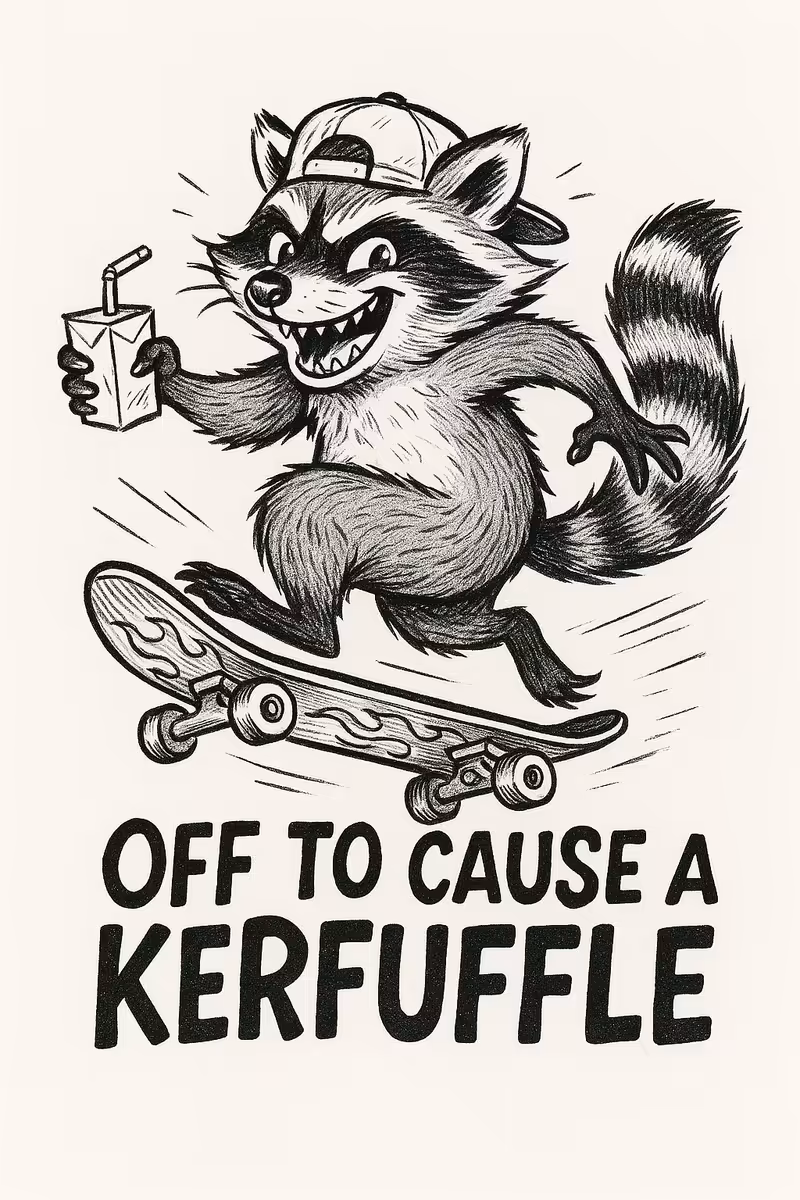Mischievous Raccoon Skating with Juice Box