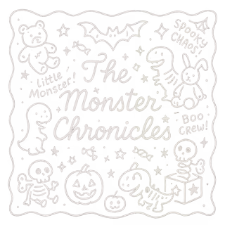 Playful White Line-Art Monster Design