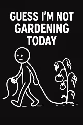 Stick Figure Dragging Garden Hose