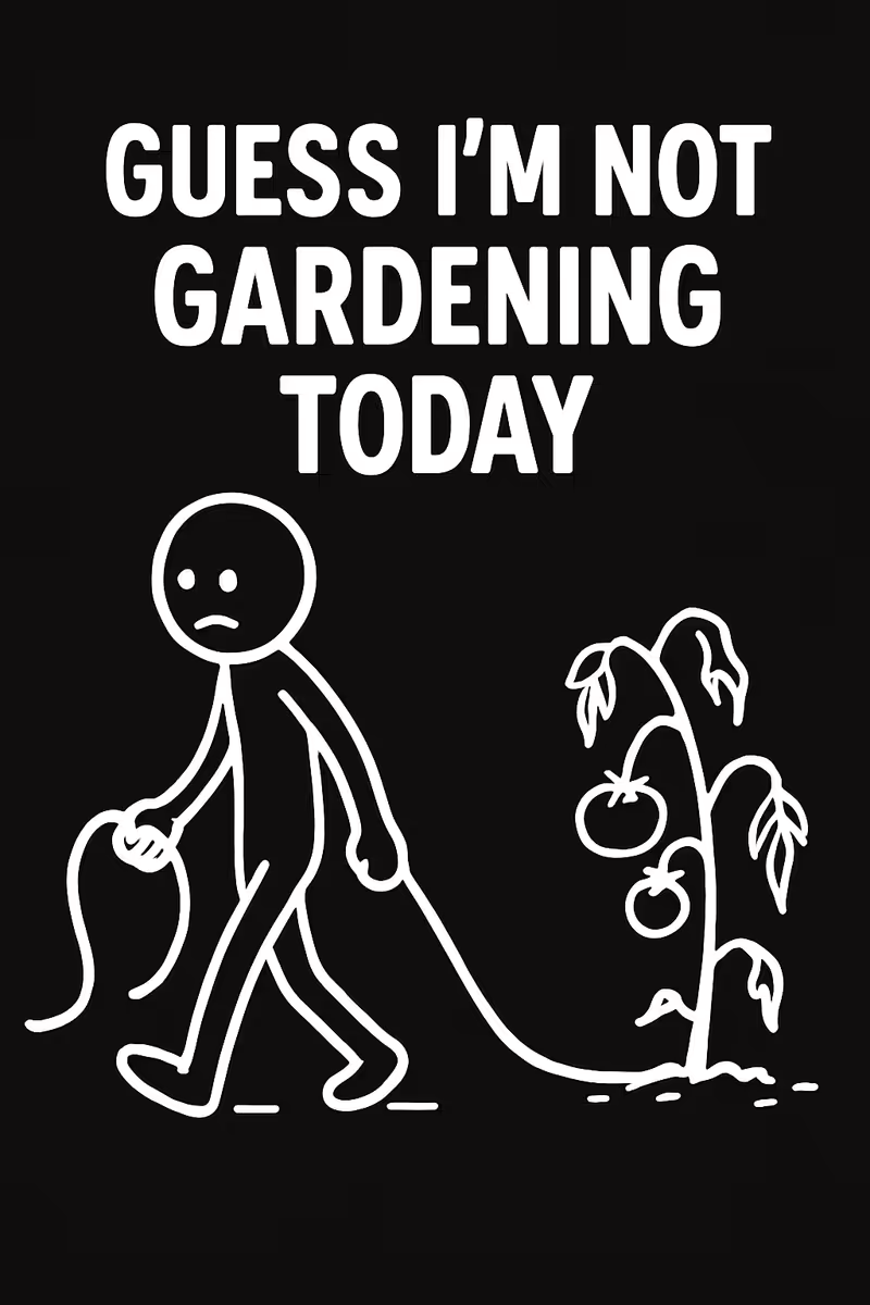 Stick Figure Dragging Garden Hose