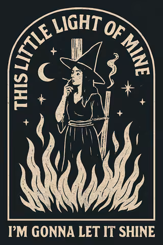Vintage Witch Illustration with Quote