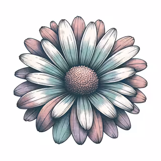 Pastel Goth Daisy Flower Sketch
