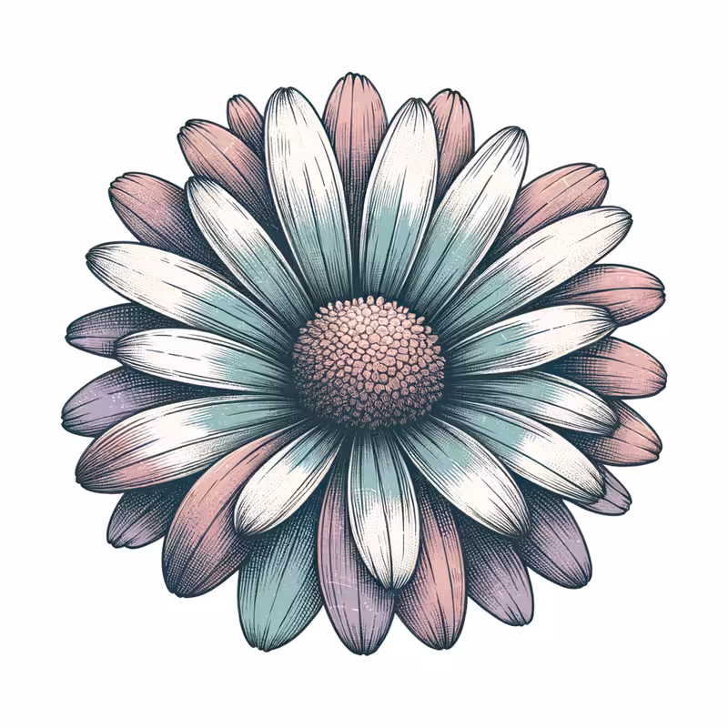 Pastel Goth Daisy Flower Sketch