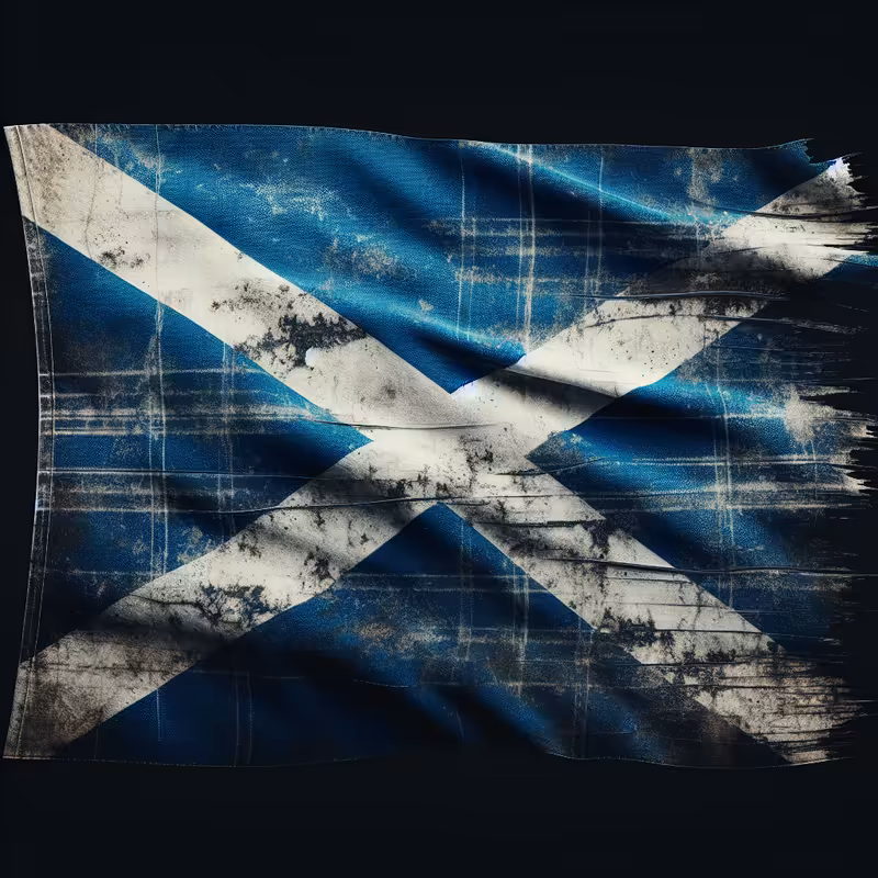 Distressed Scottish Flag on Black Background