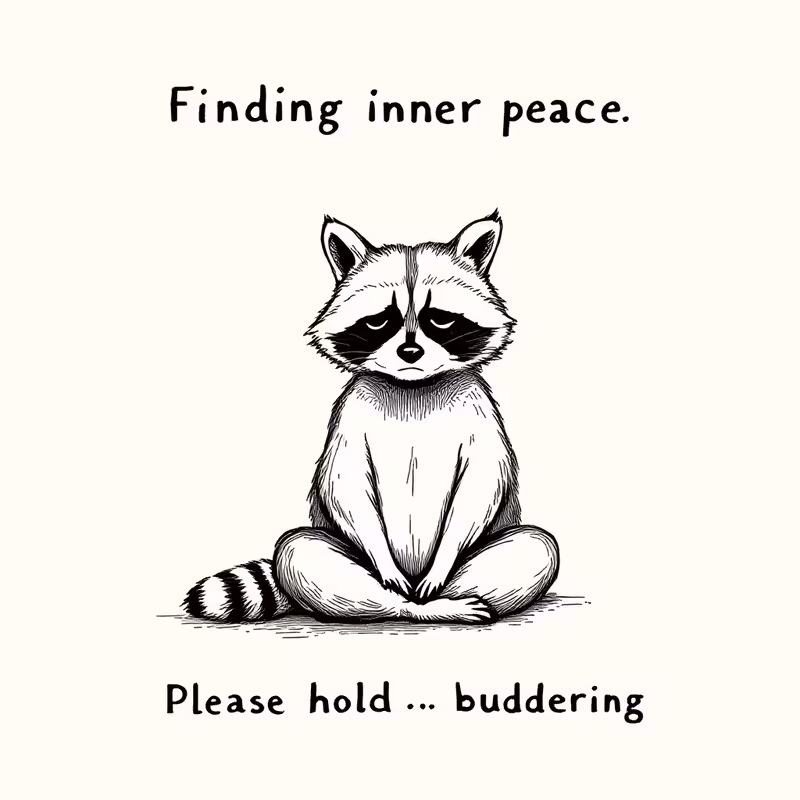 Raccoon Meditating - Finding Inner Peace