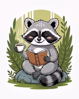 Cartoon Raccoon Practicing Mindfulness