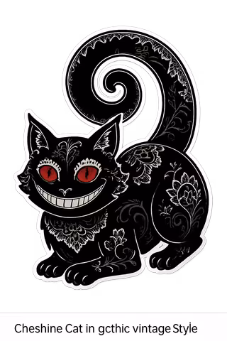 Gothic Vintage Cheshire Cat Clipart